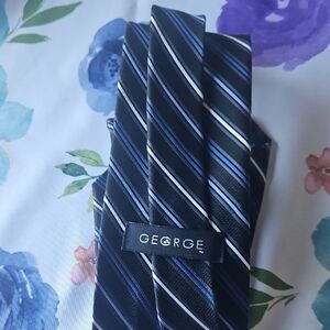 George Black and Blue Diagonal Striped Tie